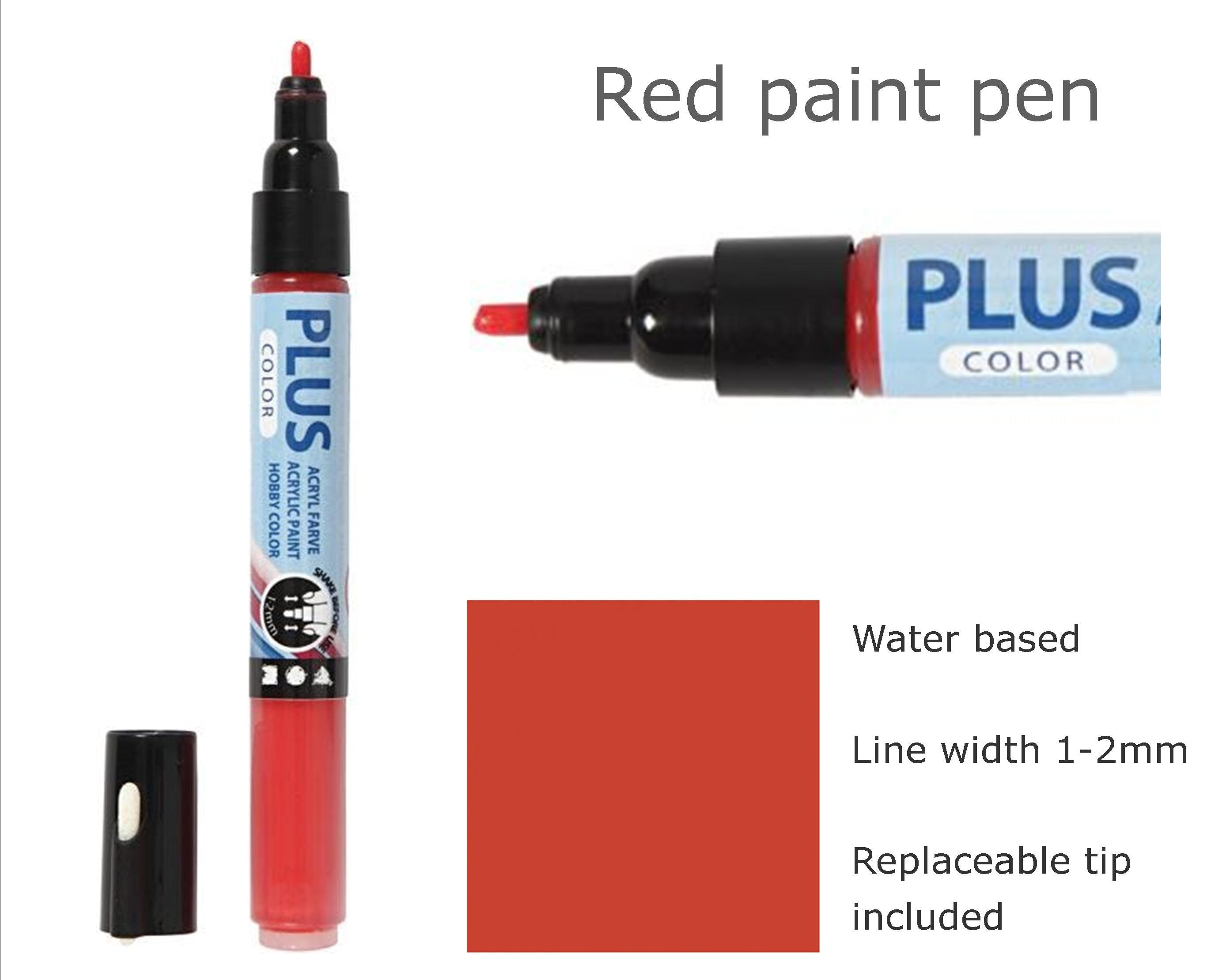 Red Paint Marker Pen, Water Based for Painted Surfaces, Cardboard, Stone,  Wood, Line Width 1-2mm 