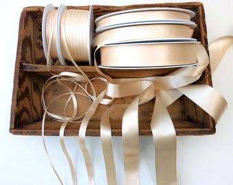 Cream Double Satin Ribbon: Champagne - Berisfords Recycled