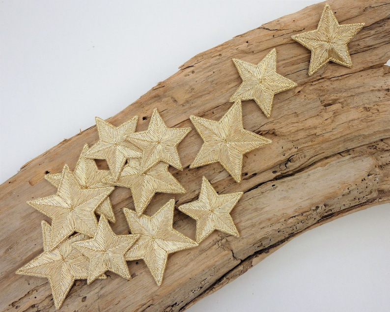Metallic Gold Star Patches Sparkly Iron on Embellishments for Etsy