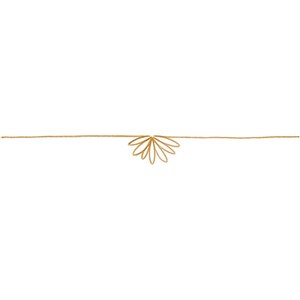 May include: A gold line with a stylized flower design in the center.