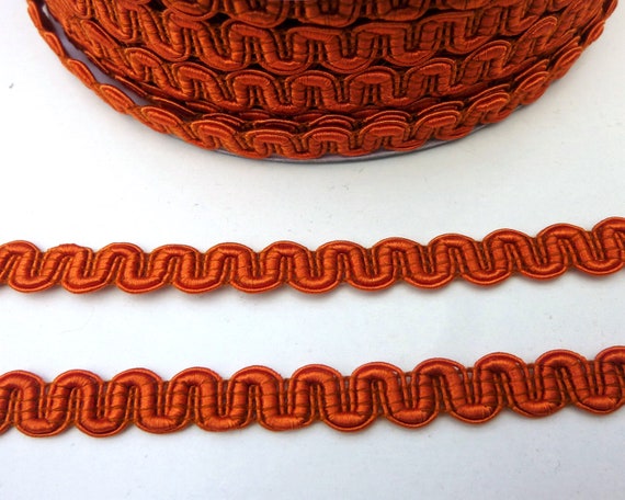 Burnt Orange Upholstery Trim, Waves Gimp Braid, Furniture Trim, 9-10mm  23/64 Inch Wide, Col 83 