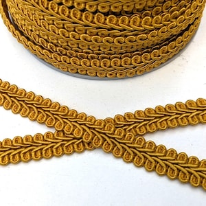 Dark Gold Upholstery Trim Gimp Braid: 15mm Scrolled Lampshade Furniture Embellishment