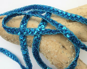 Turquoise Sequin Trim: Sparkly Glitter Embellishment, 12mm