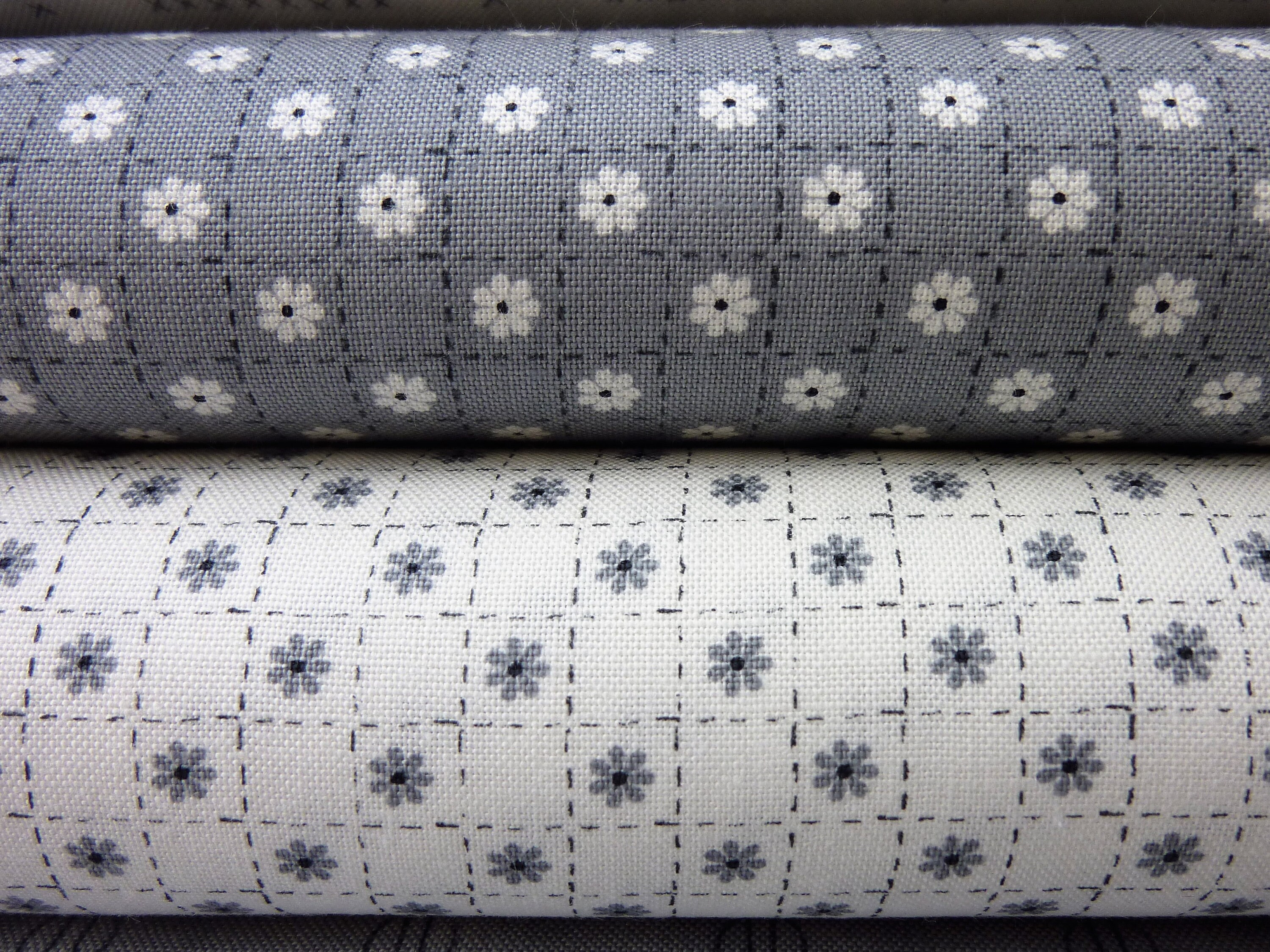 Grey floral fabric cotton quilting fabric by the metre Etsy