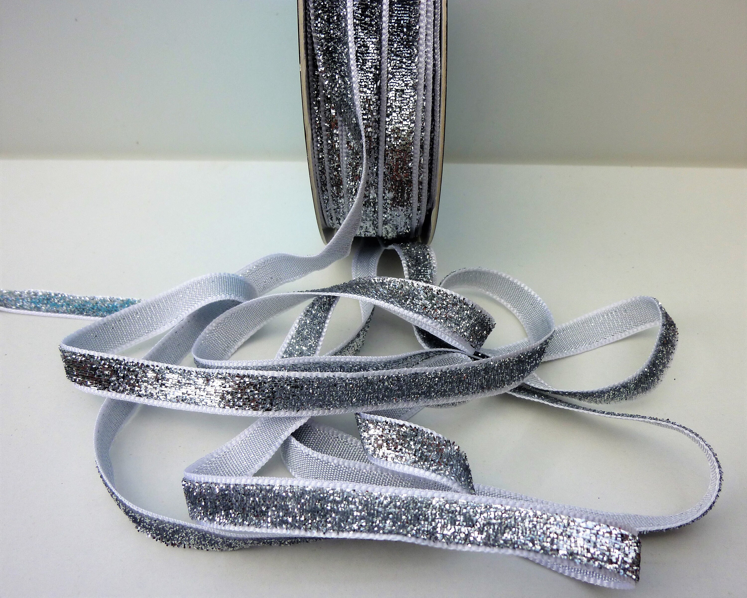 5 yds x 10mm Sparkly Glitter Velvet Ribbon ~ Crafts/Sewing/Christmas/Cards/Decor 