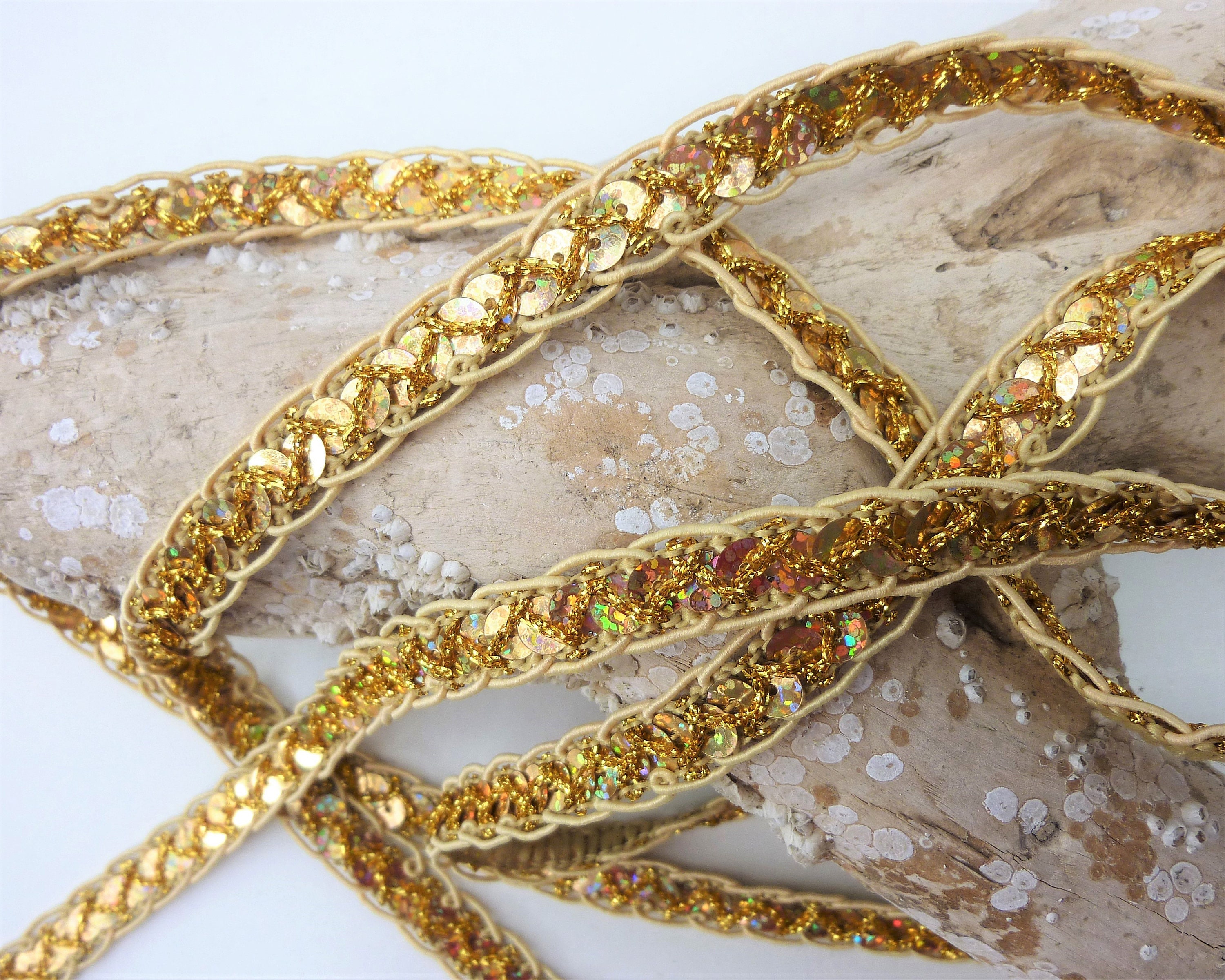 Gold Sequin Trim Sparkly Glitter Trim Sequin Embellishment Etsy