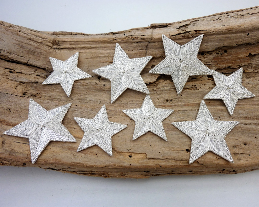 Star Shape Beaded Accessory Patch in Silver
