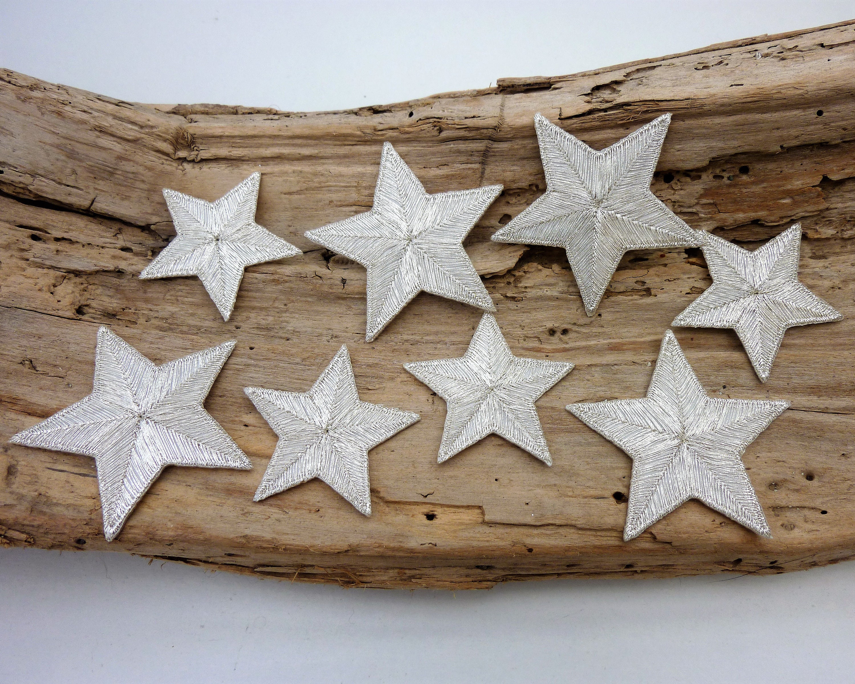 Iron on Metallic Star Patches in Gold or Silver, Small Embroidered Stars  for Christmas and Sewing 3cm Sold Individually 