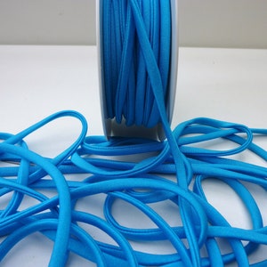 Electric blue elastic spaghetti cord for swimwear, bikinis, lingerie, hair ties, 6mm wide