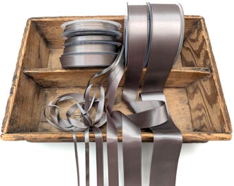 Taupe Double Satin Ribbon: Grey Brown