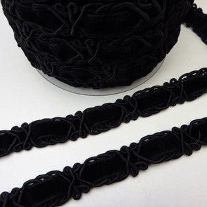 Black Velvet Upholstery Trim Gimp Braid: 16mm, Clothing Lampshade
