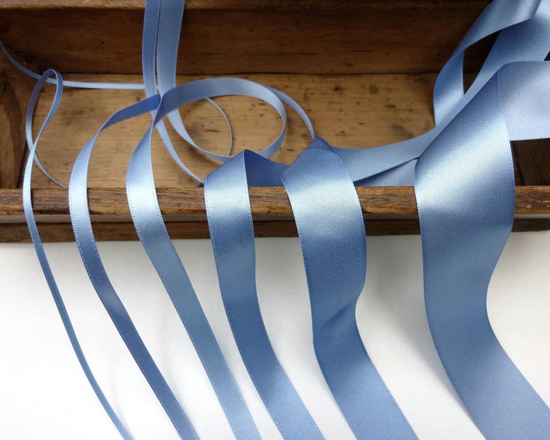 Cornflower Blue Double Satin Ribbon: Berisfords Recycled image 2