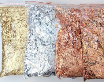 Gilding Flakes: Gold Silver Copper Leaf Foil Flakes, Crafts, Resin Art