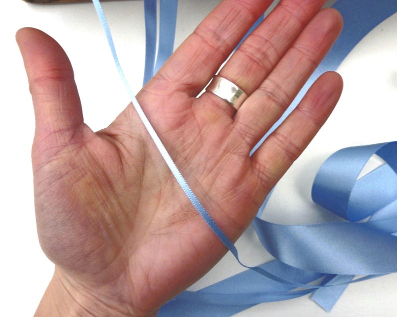 Cornflower Blue Double Satin Ribbon: Berisfords Recycled 3 Millimeters