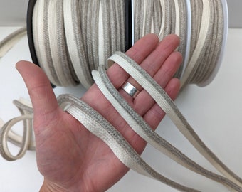 Linen piping cord, 4mm 5mm and 7mm wide, flanged insertion trim tape for upholstery cushions furniture clothing