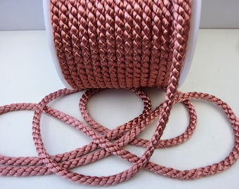 Cordón de crepé rosa empolvado: ribete de cuerda trenzada de 6 mm, tapicería y tapicería.