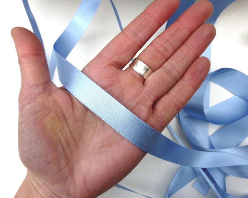 Cornflower Blue Double Satin Ribbon: Berisfords Recycled 15 Millimeters