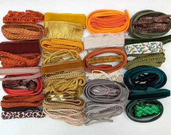 Ribbon Trim Scraps 40 pieces: Assorted Grab Bags Off Cuts, Remnants, Varying Lengths