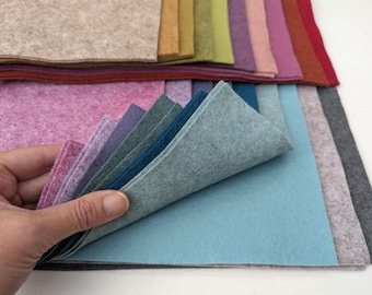 Felt Sheets: 12 Inch Wool Blend Squares, Marl Colours, Price Per Sheet