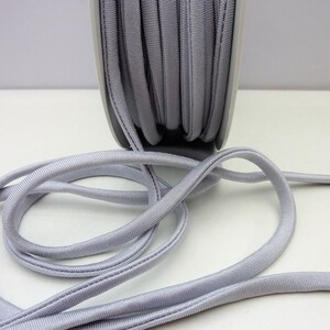 Light grey elastic spaghetti cord for swimwear, bikinis, lingerie, hair ties, 6mm wide