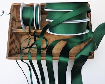 Dark Green Double Satin Ribbon: Berisfords Recycled