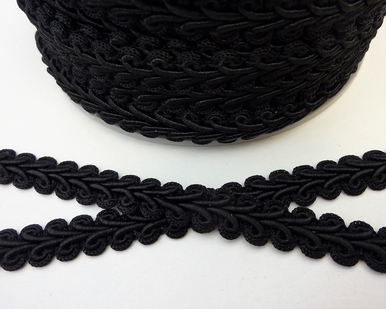 Black upholstery trim scrolled gimp braid furniture trim Etsy