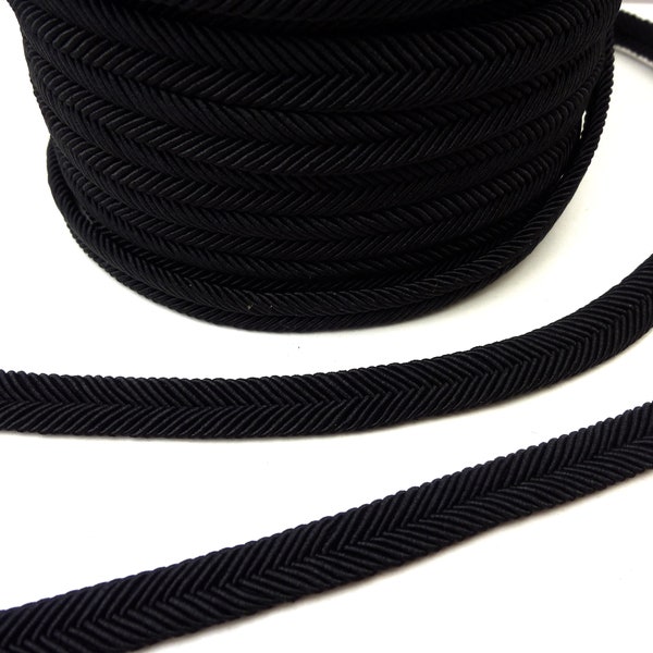 Flat gimp braid trim in black for upholstery, furniture, cushions, lampshades, 9mm 3/8 inch, col #14