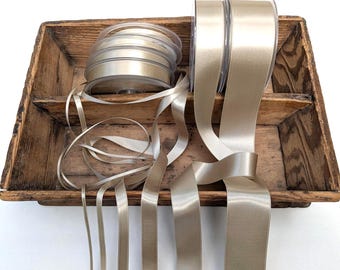 Beige Double Satin Ribbon: Soft and Silky French Brand