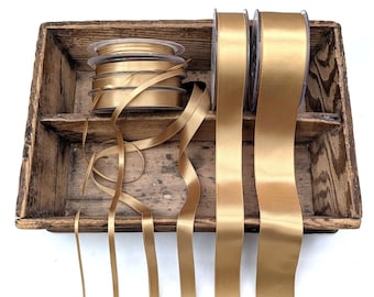 Antique Gold Double Satin Ribbon: Old Vintage Style