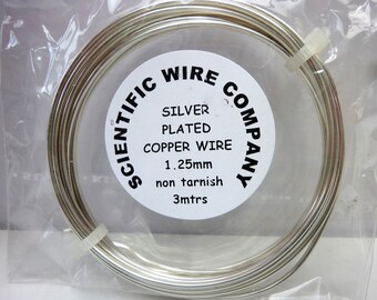 3m silver plated copper wire, non tarnish, 1.25mm 17 gauge for wire wrapping, jewellery, craft