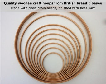 Wooden hoops craft rings for mobiles, dreamcatchers, macrame wall hanging, floral wreaths, 10 to 34cm