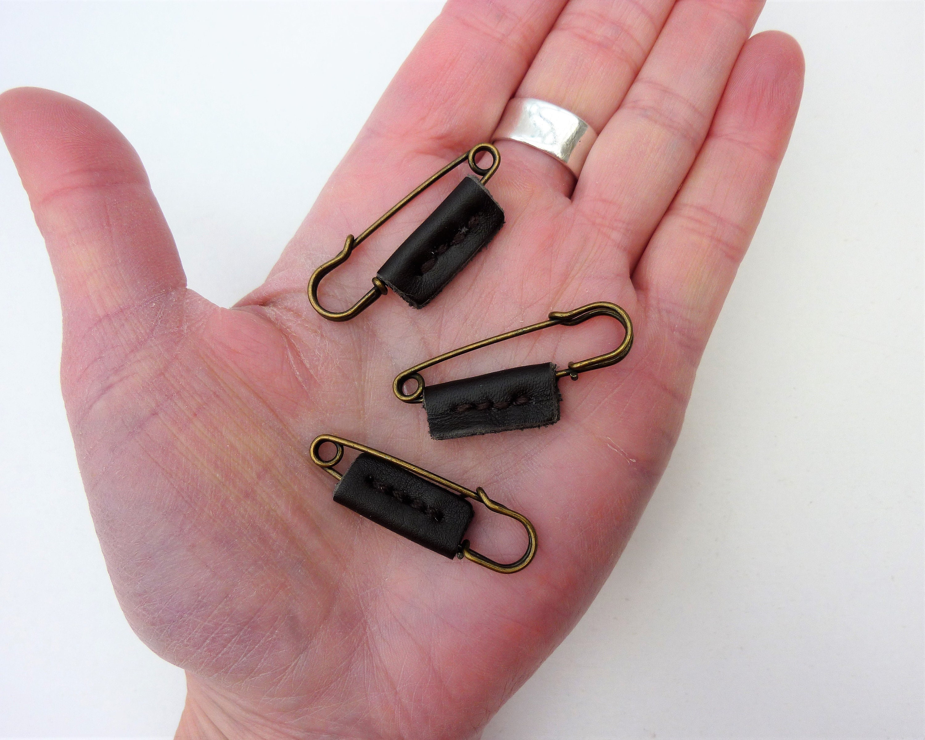 Leather Safety Pins Pack of 3 Decorative Embellishment for Etsy UK