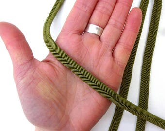 Olive Green Gimp Braid Trim: 9mm Herringbone Upholstery Piping Cord