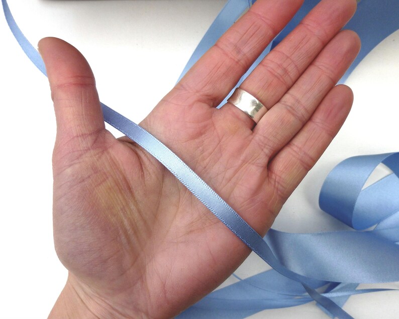 Cornflower Blue Double Satin Ribbon: Berisfords Recycled 7 Millimeters