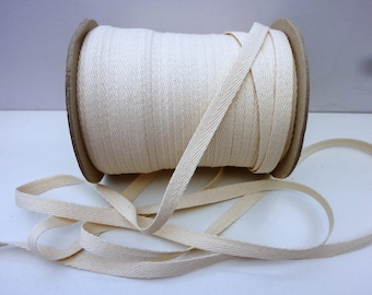 Cinta de espiga de algodón: 10 mm (3/8 pulgadas), costuras y bordes.