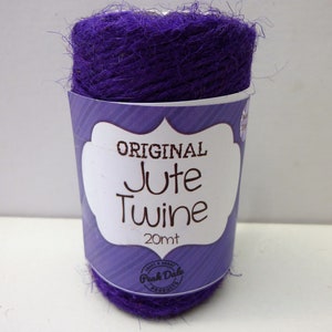 May include: A roll of purple jute twine labeled "ORIGINAL Jute Twine 20mt" with a Peak Dale Products logo.
