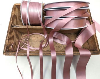 Dusty pink Double Satin Ribbon: Colonial Rose - Berisfords Recycled