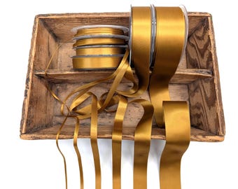 Bronze Gold Double Satin Ribbon: Soft and Silky French Brand