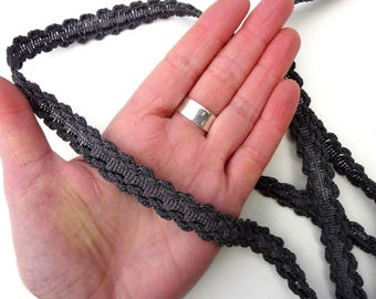 Dark grey upholstery trim, flat furniture gimp braid, 15mm