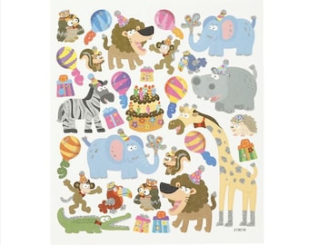 Animal Stickers Sheet: Birthday Party Theme, Craft Embellishments