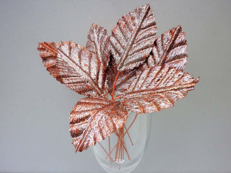 Rose Gold Leaf on Wire Stem Wedding Decorations Floral Etsy
