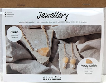 Honey Calcite Crystal Jewellery Making Kit: Earrings & Necklace