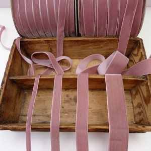 Dusty Pink Velvet Ribbon Trim, Berisfords, 9mm-36mm