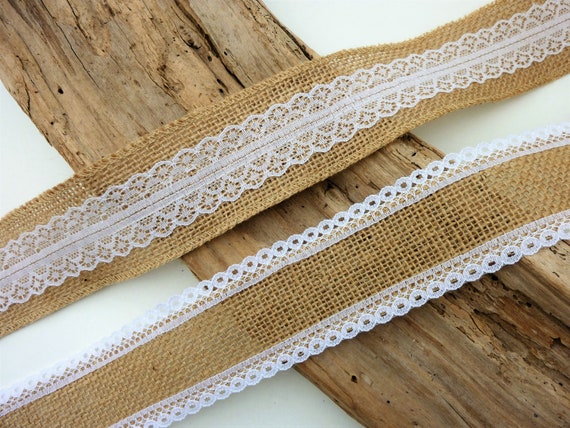 Cut Hessian Burlap Jute Ribbon Wired Lace or Pearl Edge Crafts Wedding Decor