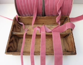 Dusty pink velvet ribbon trim Alt Rose, premium quality narrow wide, 9mm 16mm 22mm 36mm, Berisfords