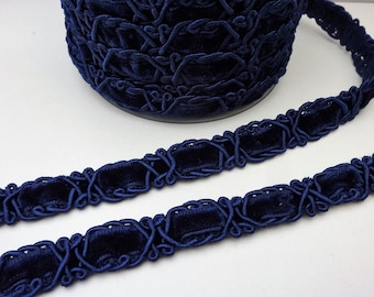 Navy Blue Velvet Upholstery Trim Gimp Braid: 16mm, Clothing Lampshade