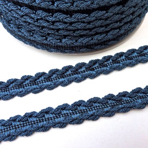 Teal blue twisted upholstery trim, flat furniture gimp braid, 15mm 19/32 inch, col #26