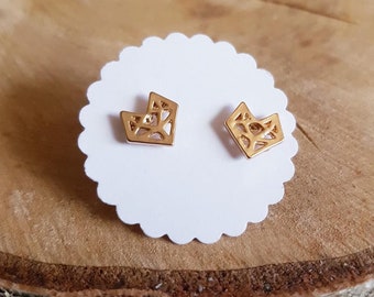 minimalistische Ohrstecker Ohrringe Earring Schmuck geometrisch Fuchs Fox Stud Earrings Gift Origami Geschenk