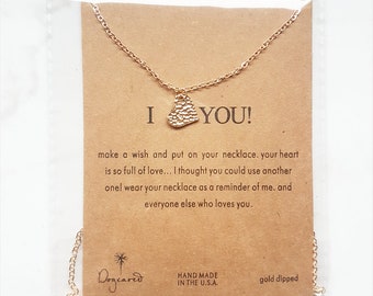 minimalistische Halskette Kette Schmuck Damen Love I lovo you Herz Anhänger Geschenk