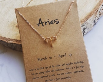 minimalist necklace necklace jewelry ladies aries aries zodiac sign star sign starsign present gift